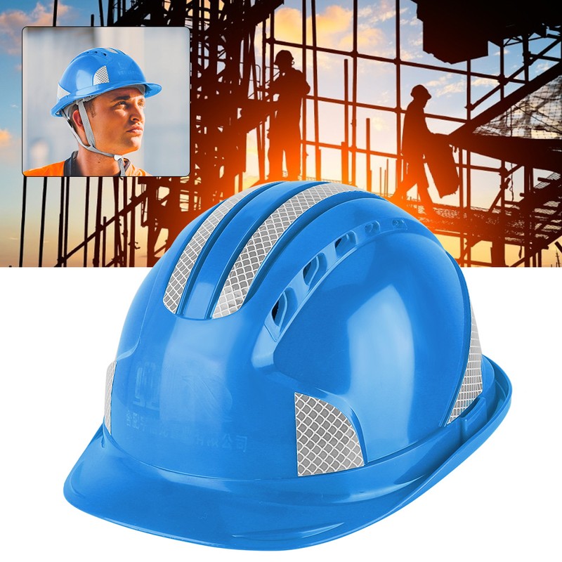 Construction Site Protective Cap Ventilate ABS Hard Hat Reflective Stripe