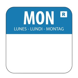 "1" Colour Coded Blue Monday Food Safety Day Labels Food Rotation System Catering Hygiene Home Kitchen Restaurant Storage Monday - Blue. 1000 labels per roll"