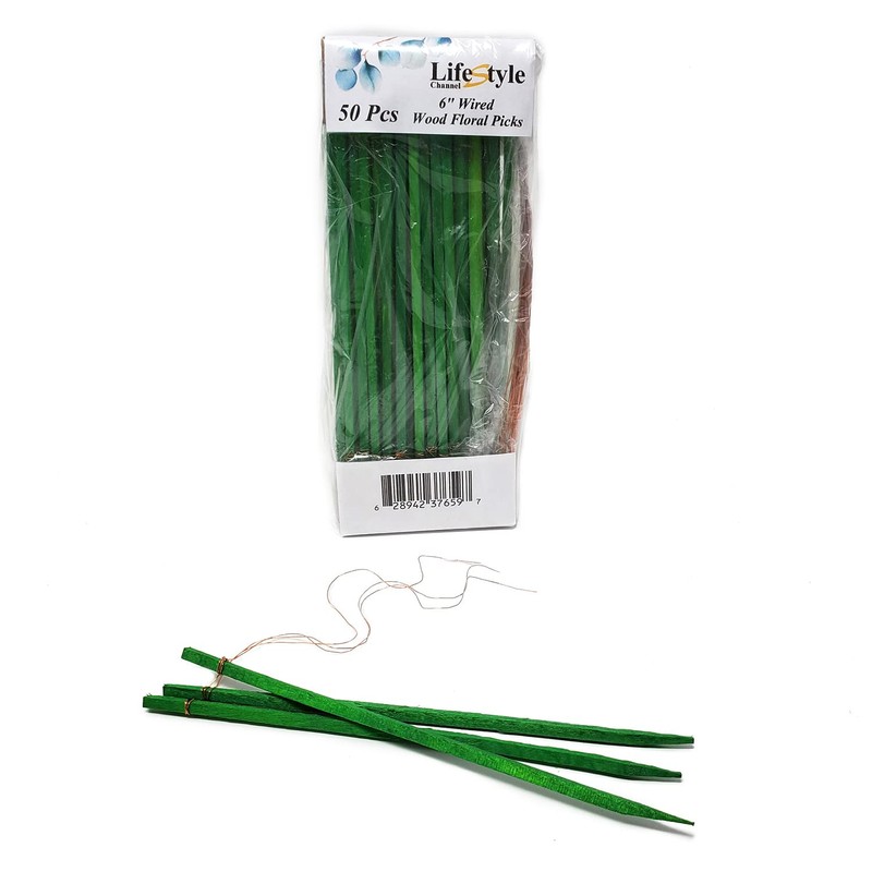 6" Wired Wood Floral Picks 50 Pcs by LifeStyle Channel