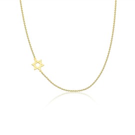 POYAMUSE Star of David Necklace for Women - Elegant Stainless Steel 18K Gold Plated Star Necklace, Dainty Jewish Jewelry Gift for Women - Side Gold