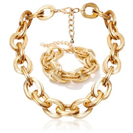 ACEDRE Gold Chain Jewelry Set Chunky Necklace Bracelet Sets for Women