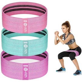 Cloth Resistance Bands for Women & Men - Fabric Booty Loop Bands, Thick Squat Bands for Butt/Legs/Thigh/Hip/Glute Exercises, Home Gym Kit - Color: Pink/green/purple