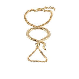 JOTW Snake Adjustable Finger Ring and Hand Chain Bracelet (Goldtone, Metal)