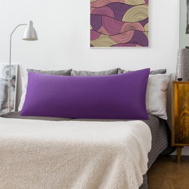 PiccoCasa Body Pillow Cover, 100% Cotton, Envelope Shape, Pillowcase, Life Size, Solid, Long Pillowcase, Cotton, Hotel Quality, Soft Texture, 1 Piece, Purple, 19.7 x 59.1 inches (50 x 150 cm)