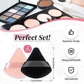 Patelai 2 Pcs Powder Puffs Triangle Makeup Sponge Velvet, Black, Nude