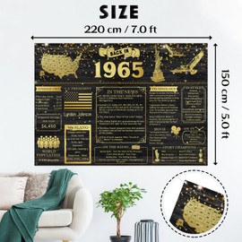Back in 1965 Banner Backdrop 7x5ft Large Size 60th Birthday Backdrop Poster Vintage 1965 Party Background Decor Supplies Happy Birthday Sign