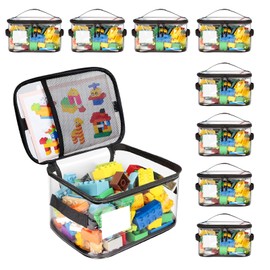 7JI Storage Bags Storage Box Set of 8 with Label Pocket with Mesh Pocket Toy Storage, Office Supplies Storage, Plush Toy Storage, PVC (PVC), Recycled Parts, Car Organizer, Waterproof Organizer Bag for