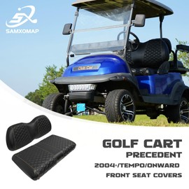 SAMXOMAP Golf Cart Seat Covers for Club Car Precedent/Onward/Tempo 2004+ Front OEM Universal Seat Cushion, Marine Grade Vinyl Leather Club Car Seat Covers/Easy to Install-Black (2PCS)