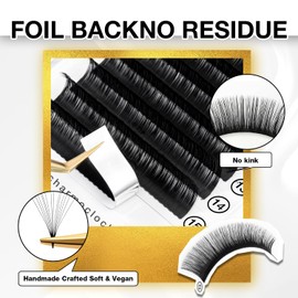 CharmO'clock Cashmere Volume Lash Extensions CC Curl 0.03mm Thickness 8-16mm Mixed Length Lash Trays Super Matte Black Individual Eyelash Extensions Professional Salon Supplies(CC 0.03 8-16mm)