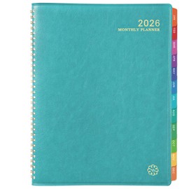2026 Monthly Planner - 2026 Planner from Jan. 2026 - Dec. 2026, 9" x 11", Leather Calendar Planners with Tabs and Twin-Wire Binding