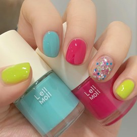 COSMOO Hot Pink Quick Dry Nail Polish, Pink Summer Fingernail Air Dry Nail Lacquer for Nail Art Varnish