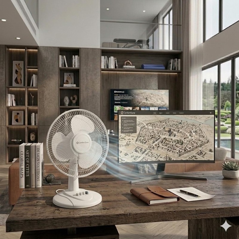 Comfort Zone 12 inch Table Fan with Adjustable Tilt, Wide