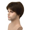 Lydell Short Straight Synthetic Wigs with Bangs for Men Brown
