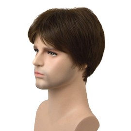 Lydell Short Straight Synthetic Wigs with Bangs for Men Brown