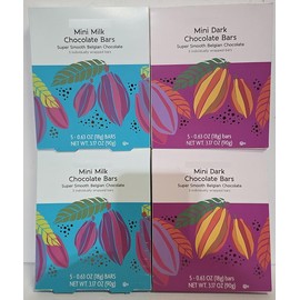 Trader Joe Mini Dark & Milk Chocolate Bars Super Smooth Belgian Chocolate 3.17oz 90g (Four Boxes)