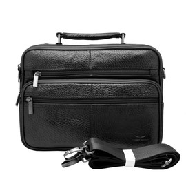 Vidlea Tablet Cross body messenger bag and Handbag 2 in 1 Day bag Cowhide leather Bible Tote Bag for Up to 10 Inch WK3 (Black)