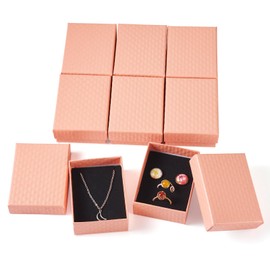 Cheriswelry 12Pcs Paper Box for Present Christmas Thanksgiving Birthday Engagement Gift Box Rectangle Jewelry Case 3.54"x2.76" for Necklace Bracelet Earring Ring Jewelry Display (Salmon)