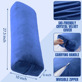 MABOZOO Yoga Bolster Pillow, Rectangular Yoga Bolster for Restorative Yoga & Meditation, Professional Meditation Cushion with Carry Handle, 27"X10"X6", Blue