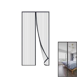 1 Pack Fly Screens for Doors, Folding Door Net Curtain, Black Door Screen, Easy Installation, Breathable Mesh, Perfect for Home, Patio, and Windows