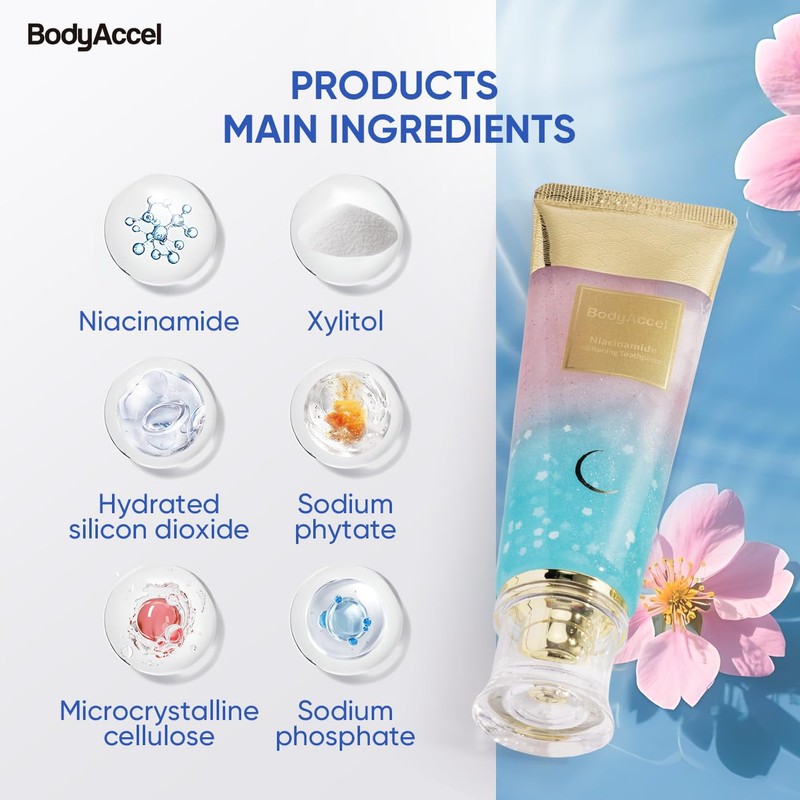Niacinamide Whitening Toothpaste, BodyAccel Niacinamide Intensive Whitening Toothpaste with Natural