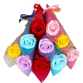 Aylani Soap Flowers, 1 Flower Bouquet, Set of 10, Wedding, Graduation, School Entrance Ceremony, Mother's Day, Farewell Party, Moving, Gift (10)