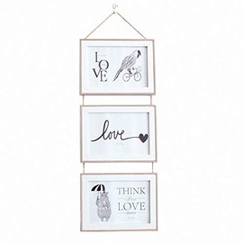 Janice life Triple Hanging Picture Frame,Vertical Collage Picture Frames,Rustic Wood Picture Frames on HempÂ Rope Wall Hanging Vertical Gallery Decoration-Rustic 5x7 Picture Frame-3 Sets (Grey, 7)
