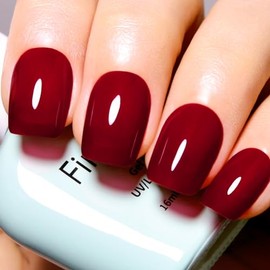 Esmalte de Uñas de Gel Rojo Vino 16Ml Jelly Borgoña Color Rojo UvLed Soak Off Esmalte de Gel Neutro para Invierno Primavera 1Uds                      