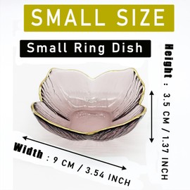 BESSKON Small Flower Ring Dish Jewelry Tray, Pink Glass Jewelry Dish Tray, Nightstand Decor Jewlery Plate, Gifts for Mom, Crystal Ring Holder for Women, Bathroom Jewelry Bowl Trinket Tray Soap Dish