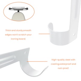 LIFTATAPA Ironing Board Hanger Wall Mount Ironing Board Holder Organizer Wall Rack for Laundry Rooms Space-Saving Storage Rack Hanging Shelf Hanger with Screws (White)