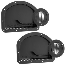 RecPro Trailer Exterior Vent Cowl | Driver's Side Front | Curb Side Rear with Grill | UV & Water Resistant (2 Pack, Black)