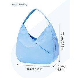 Ceneda Large Gym Bag for Women Sports Duffel Bag with Hidden Yoga Mat Holder & Shoe Compartment Workout Dance Tote Bag with Wet Pocket Overnight Weekender Bag for Travel Yoga (Light Blue)