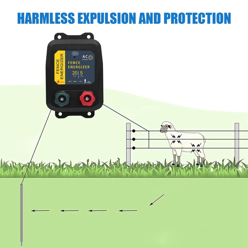Electric Fence Charger, 5 Mile Electric Fence Energizer,Electric Fence for