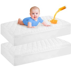 Dudu N Girlie Quilted Mini Cot Mattress Protector Waterproof 50 x 100 -Fitted Mattress Protector- Mattress Cover for Space Saver Cot Breathable and Non Noisy Anti Bacterial.