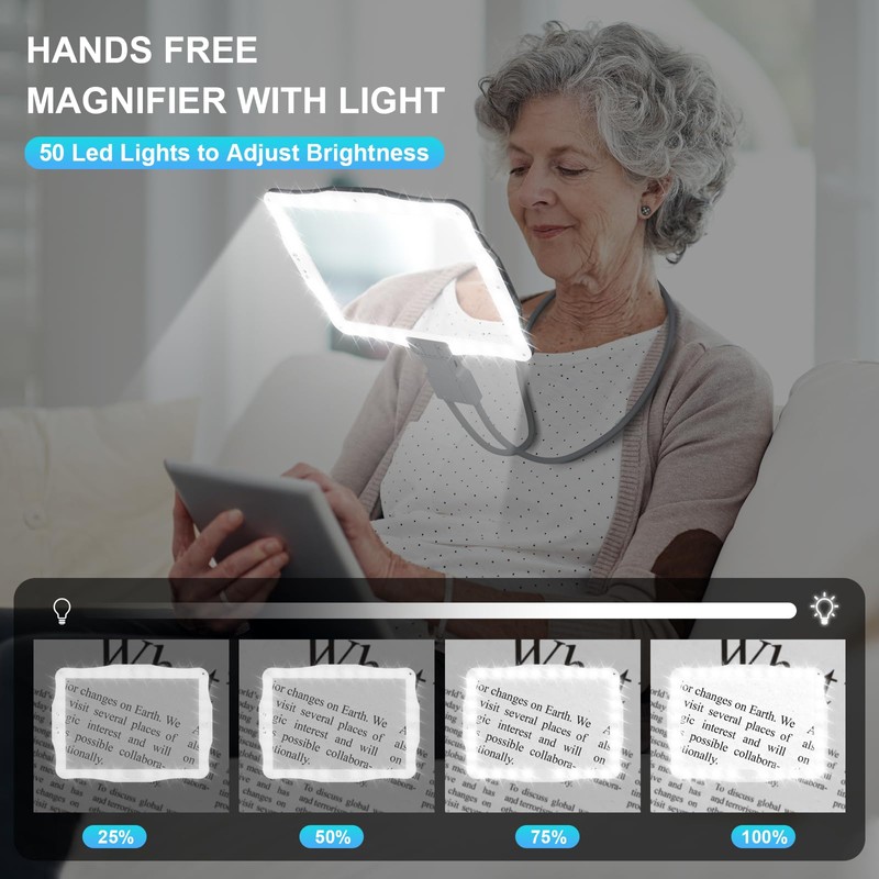 Large Neck Magnifying Glass with Light Hands Free Magnifying Glass