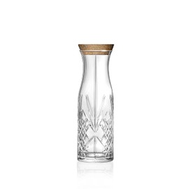 Glass - Carafe with Cork Stopper - Pitcher For Water - Juice - Punch - Lemonade - Or for Wine - Designed Pitcher with Stopper - 39Oz. - 10.6" Height - By Barski - Made in Europe