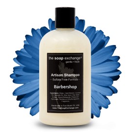 The Soap Exchange Hair Shampoo - Barbershop Scent - Hand Crafted 12 fl oz / 354 ml Natural Artisan Hair Care, Gentle, Sulfate & Paraben Free, Cleanse, Moisturize, & Protect. Made in the USA.