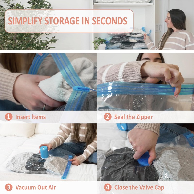 16 Pack Travel Vacuum Storage Bags with Rechargeable Wireless Electric