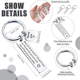 6Pcs Thank You Gift Keychain, Appreciation Gifts Keychains, Make a Difference Keychain Going Away gifts for Employee Coworker Nurse Teacher Women Men Worker (Silver)