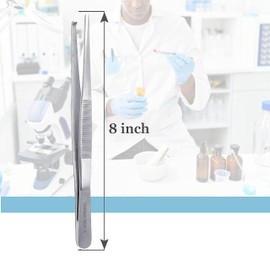 Dissecting Tissue Thumb Forceps Tweezers 8" (20.32 cm), Blunt 1x2 Rat Tooth Straight Stainless Steel