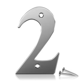 Bwintech 1 Pcs 75mm Matt Black SS304 House Numbers Door number 2, House Signs for outside, House Numbers Plaques for Front Wooden Door