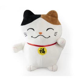 Mango Steam 11" Adorable Kawaii Lucky Cat Plush with Waving Arm - Soft and Hypoallergenic (White)