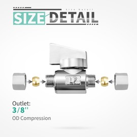 Minimprover 2 Pack Premium Brass 3/8" Compression x 3/8" Compression Quarter Turn Water Straight Angle Valve