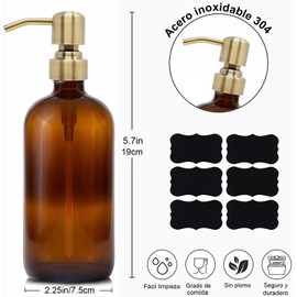 Dispensador de Jabón Líquido, Juego de 2 dispensadores de Espuma Suplementable, Botellas Vacías Bomba de Prensa Vidrio Transparente, Botella Recipiente Botes de Champú, Gel de Ducha, Jabón de Manos