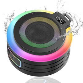 Conyat Bluetooth Shower Speaker, Portable Bluetooth 5.4 Speaker Stereo Sound with Lanyard/Suction Cup, Built-in Mic, IPX7 Waterproof Wireless Speakers for Bathroom, Beach, Party, Black