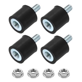 sourcing map M5 Rubber Mounts, 4Pcs 15x15mm(DxH) Rubber Cylindrical Anti Vibration Isolator Shock Absorber with Lock Nuts for Car Bobbin Generator Air Compressors