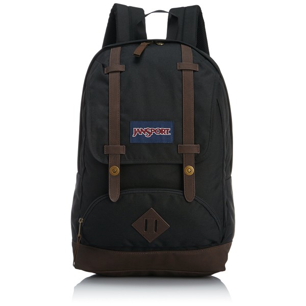 JanSport Cortlandt 15-inch Laptop Backpack - Rugged Vegan Leather Bag, Black