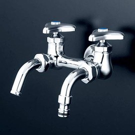 KVK K112SPZ Double Mouth Horizontal Faucet with Outdoor Hose Connection Nozzle for Cold Areas