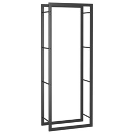 vidaXL sturdy Steel Firewood Rack, large-capacity Matt Black Log Holder, weather-resistant Fireplace Wood Storage, 19.7"x11"x52", Indoor/Outdoor Log stand