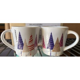 Starbucks RARE Starbucks 3oz Demitasse Expresso Mini Mugs Multi Christmas Trees Set Of 2