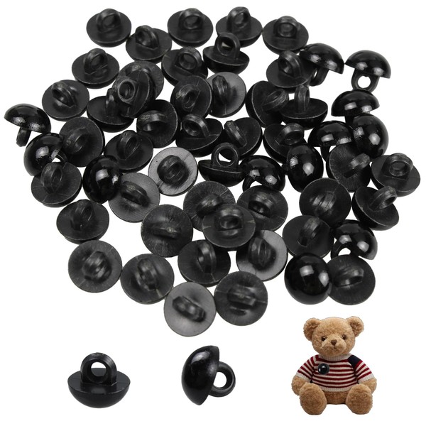 pson 100PCS Black Plastic Safety Eyes, 9mm Sewing On Mushroom